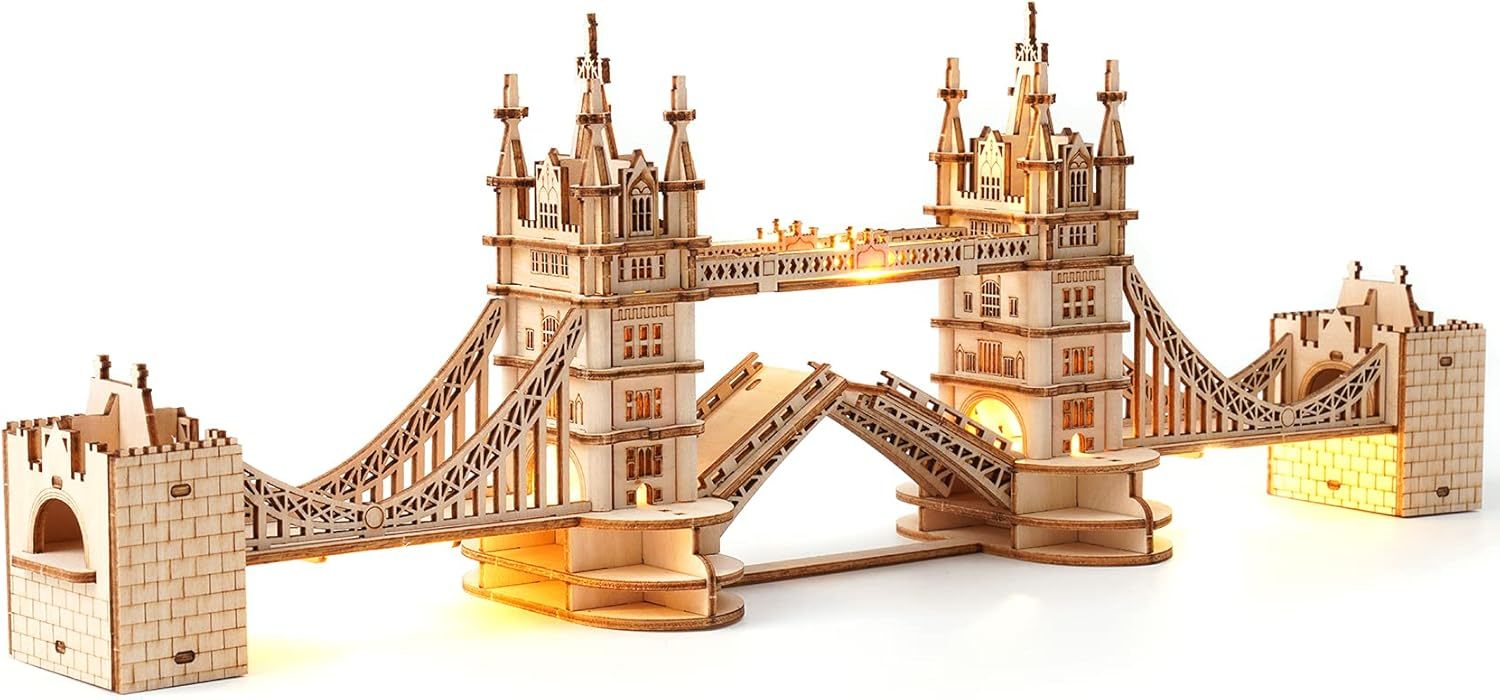 ROBOTIME 3D Wooden Puzzle London Tower Bridge Model Kit For Adults Xmas Gifts TG412