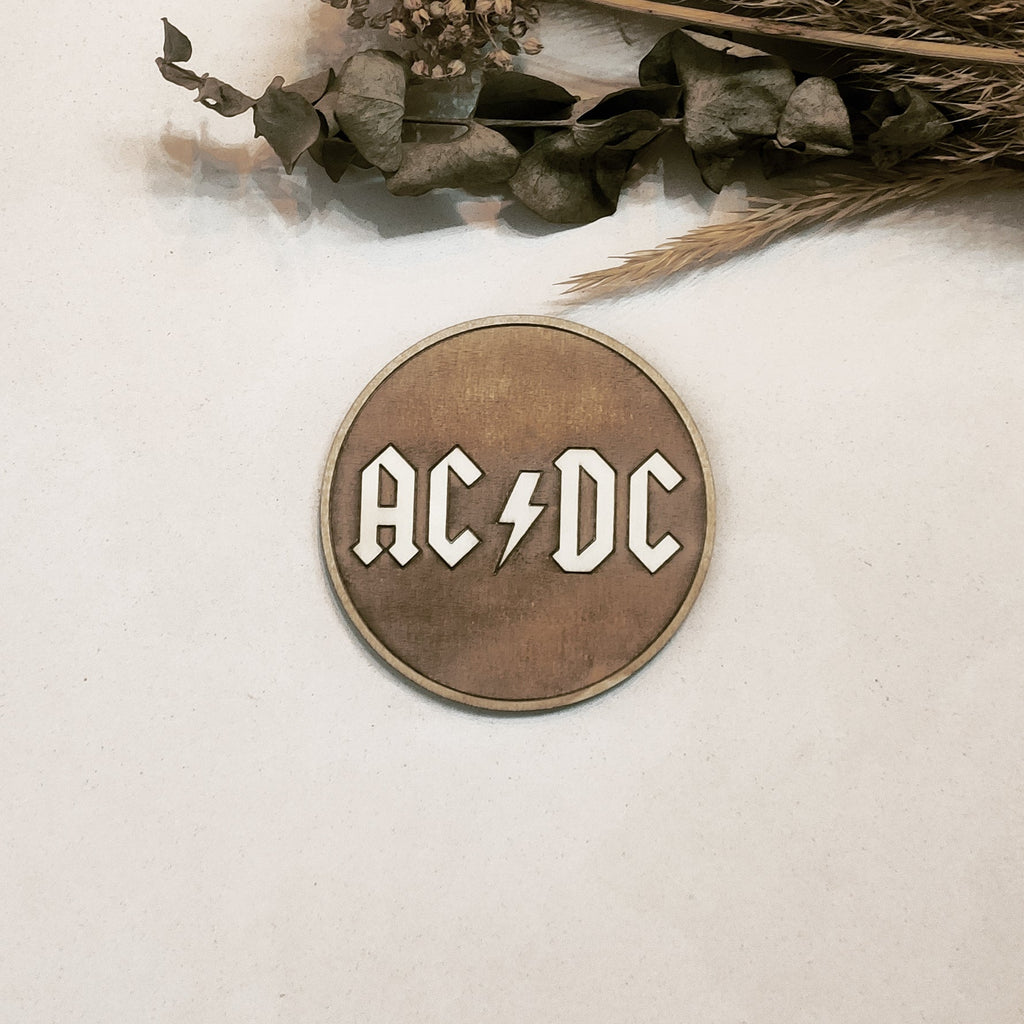 Set of 6 ACDC Wooden Coasters - Handmade Gift - Housewarming - Wood Kitchenware - Rock Band