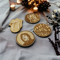 Set of 4 Rolling Stones Wooden Coasters - Handmade Gift - Housewarming - Wood Kitchenware