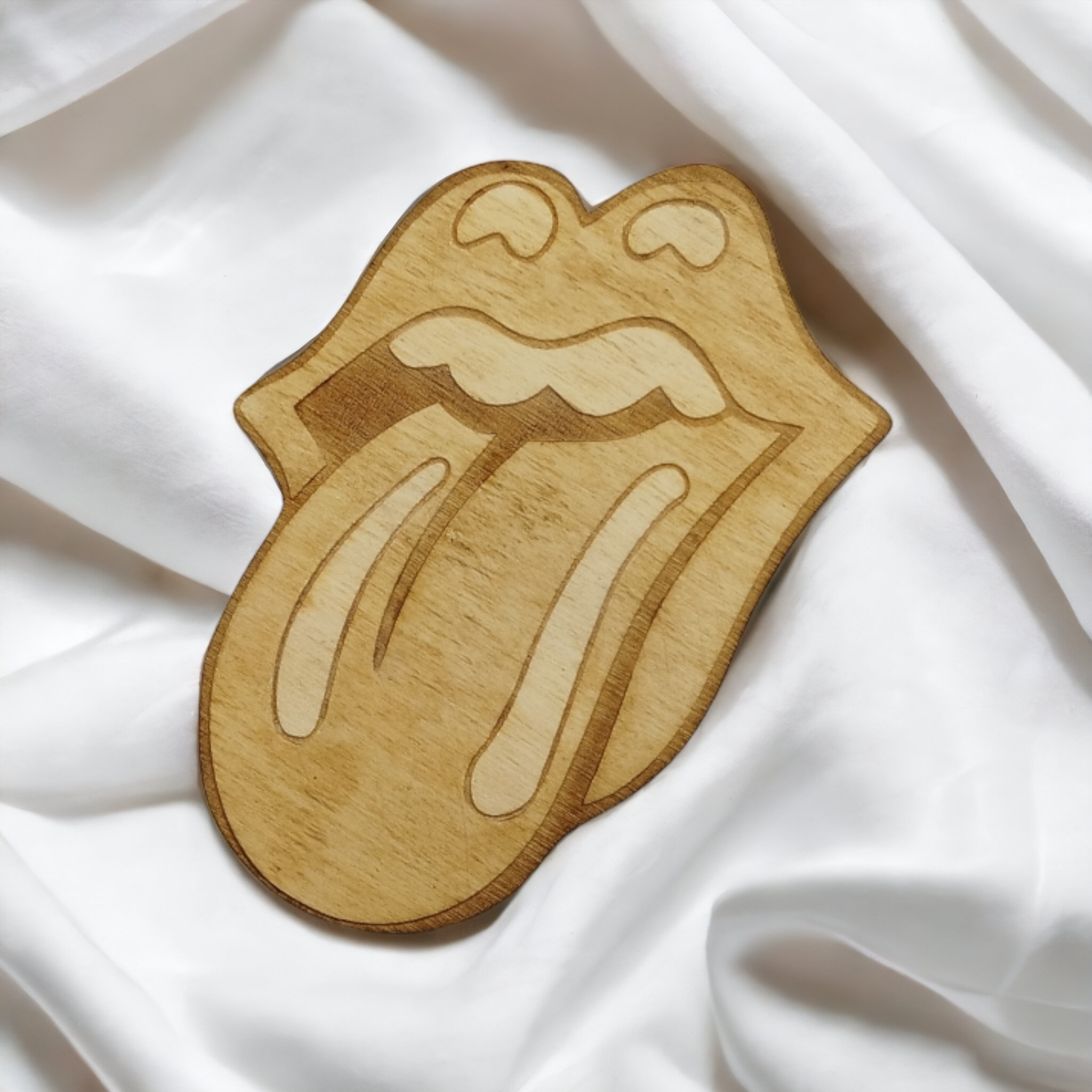 Set of 4 Rolling Stones Wooden Coasters - Handmade Gift - Housewarming - Wood Kitchenware