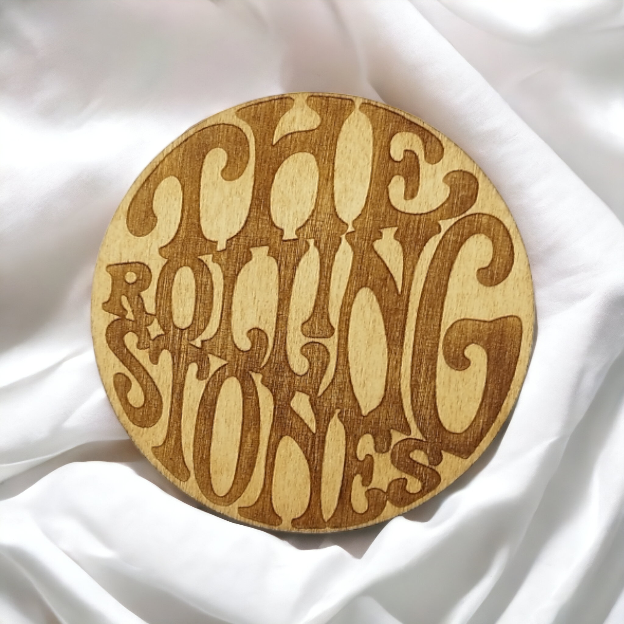 Set of 4 Rolling Stones Wooden Coasters - Handmade Gift - Housewarming - Wood Kitchenware