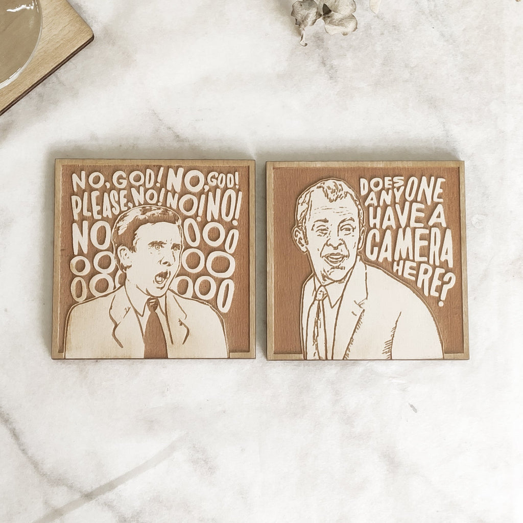 Set of 12 The Office Wooden Coasters - Handmade Gift - Housewarming - Wood Kitchenware