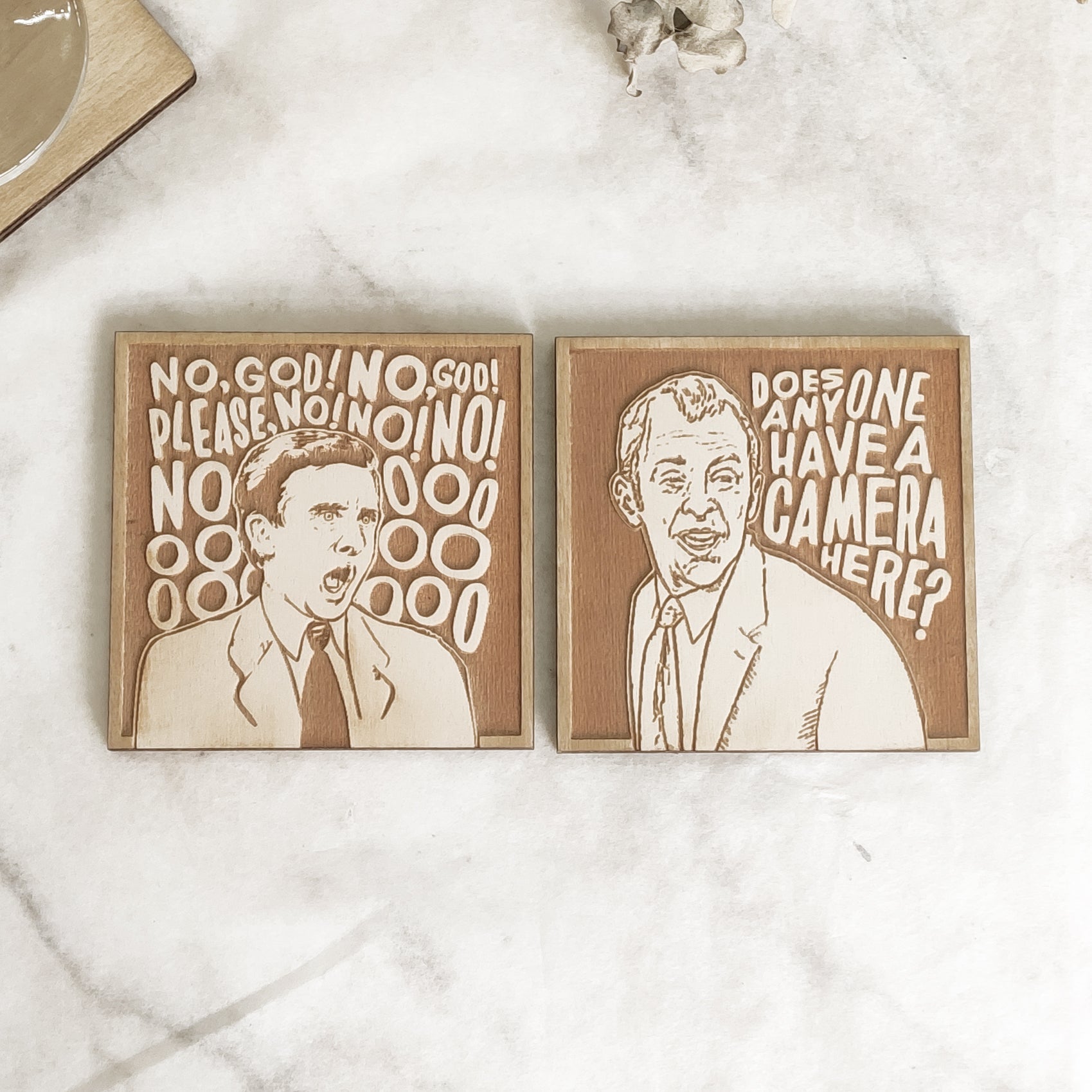 Set of 12 The Office Wooden Coasters - Handmade Gift - Housewarming - Wood Kitchenware