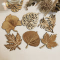 Set of 6 Leaves Wooden Coasters - Handmade Gift - Housewarming - Wood Kitchenware - Nature