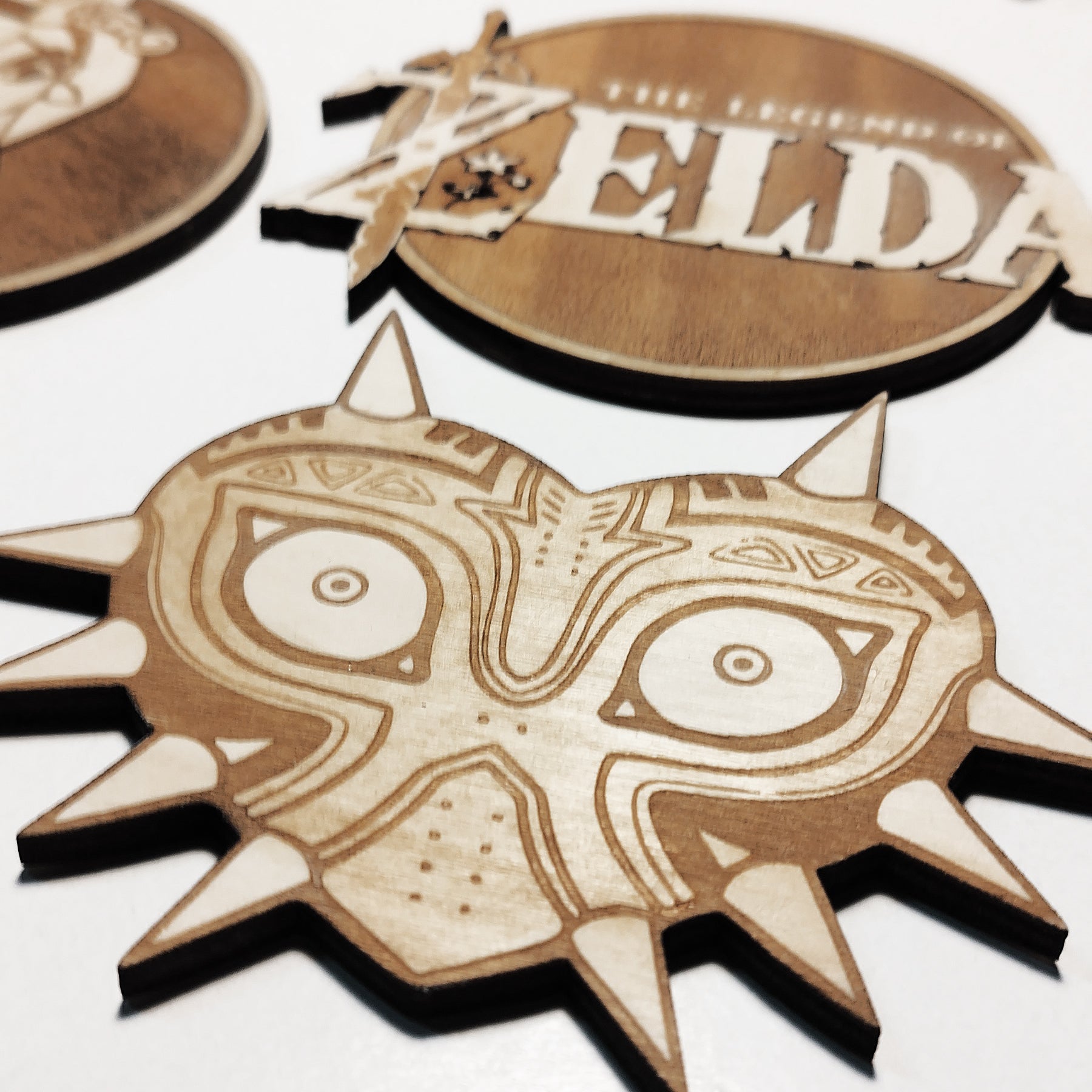 Set of 6 Legend of Zelda Wooden Coasters - Handmade Gift - Housewarming - Wood Kitchenware - Rock Band