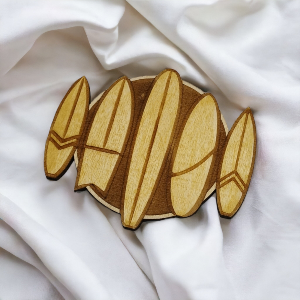 Set of 6 Surf Wooden Coasters - Handmade Gift - Housewarming - Wood Kitchenware