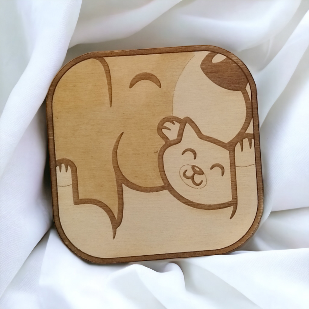 Set of 4 Dog and Cat Wooden Coasters - Handmade Gift - Housewarming - Wood Kitchenware