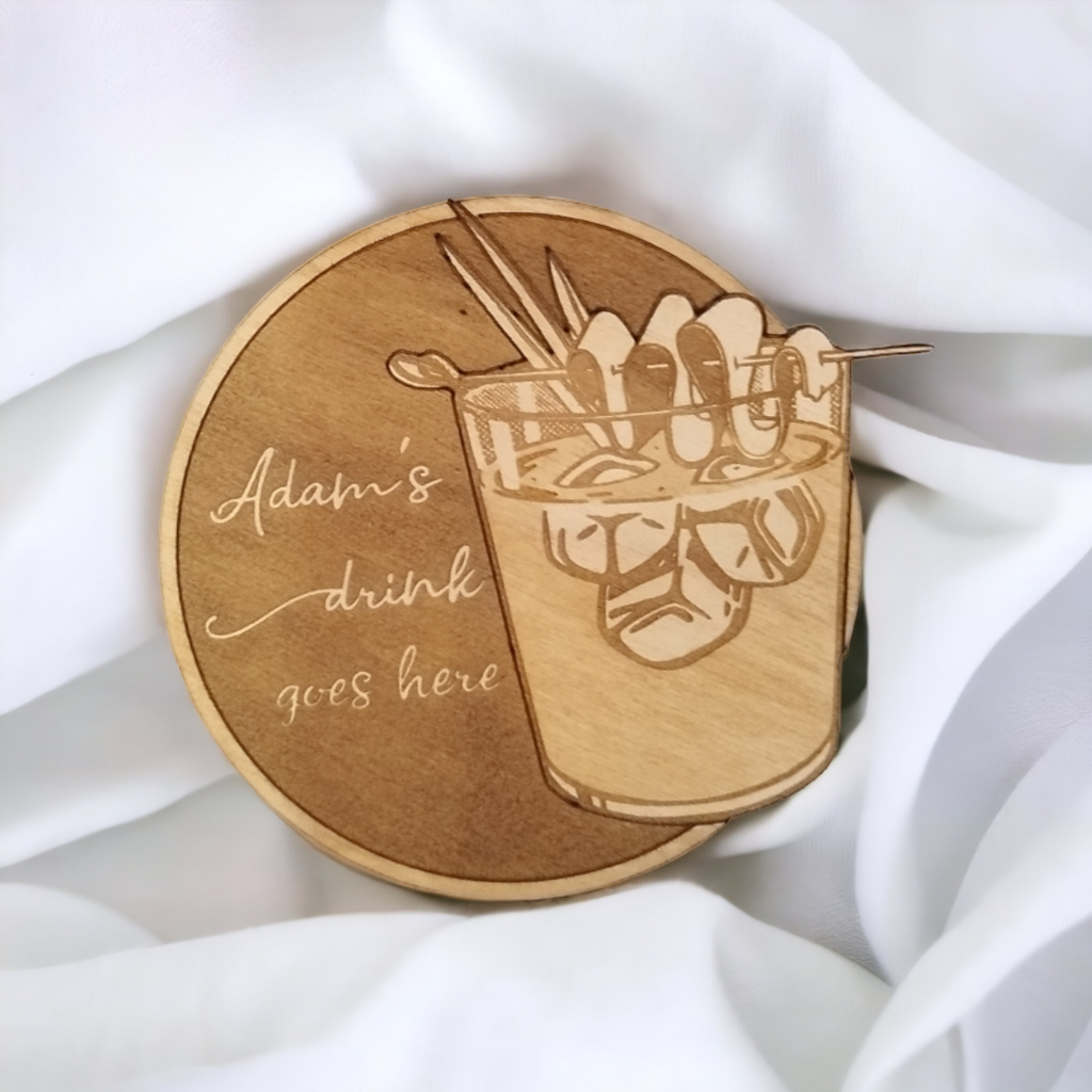 Set of 6 Drinks Wooden Coasters - Handmade Gift - Housewarming - Wood Kitchenware