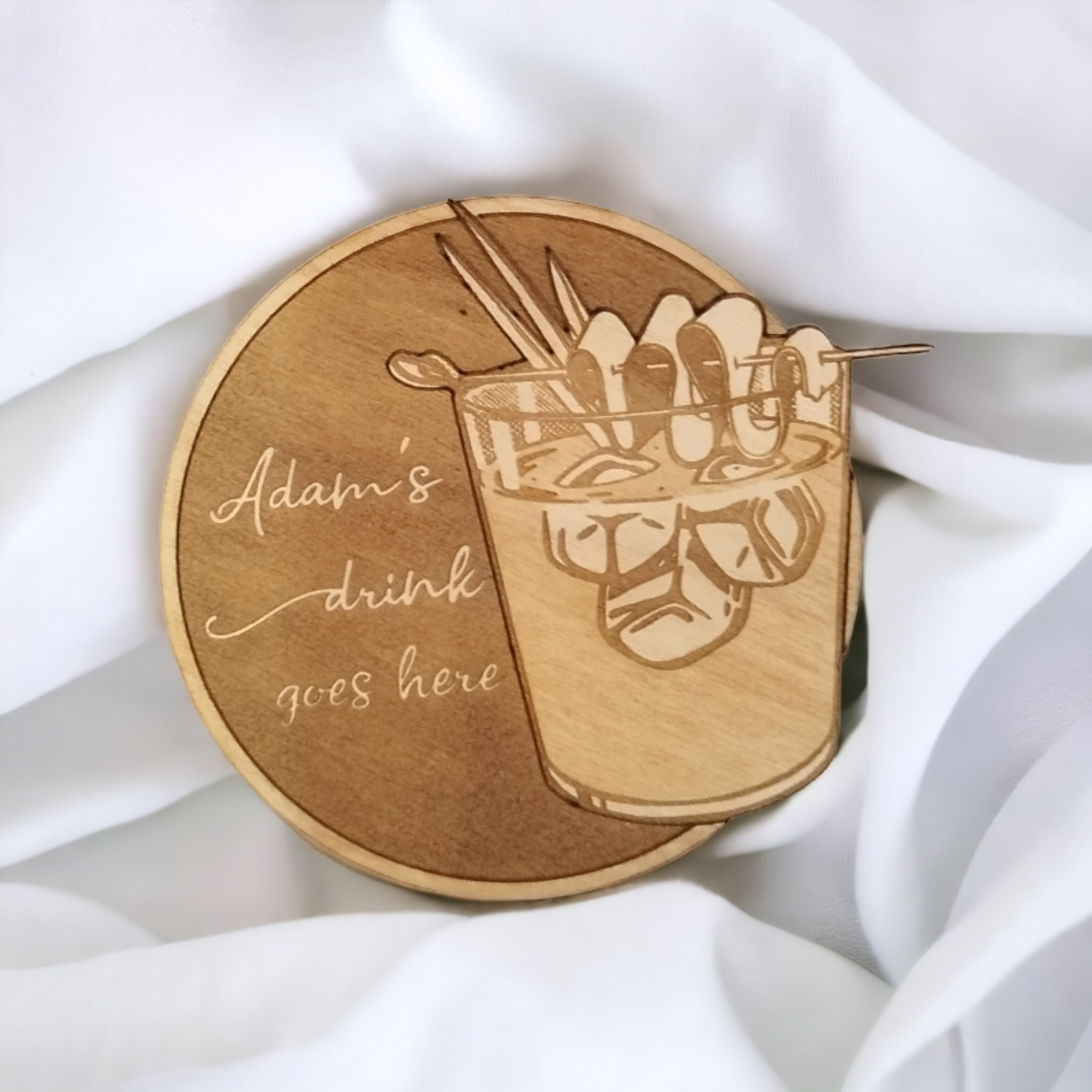 Set of 6 Drinks Wooden Coasters - Handmade Gift - Housewarming - Wood Kitchenware